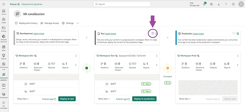 Acceso al histórico de cambios