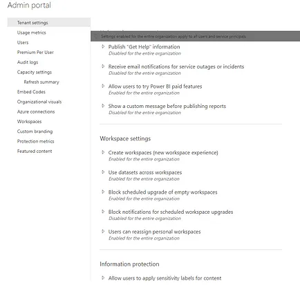 Acceder a los Tenant Settings
