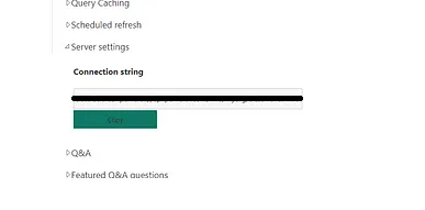 Connection string para el conjunto de datos